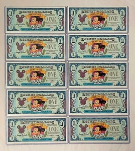 1993 1 $ Gem Mt Disney Dollars 10 aufeinanderfolgende A00028336A-A00028345A Mickey's 65th - Bild 1 von 6