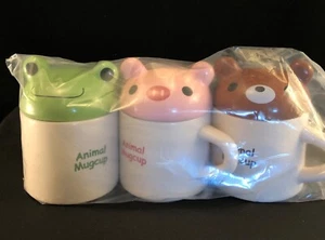 3 tazas de bebida novedosas con tapas de cabeza de animal de cerámica ideales para adultos o niños - Imagen 1 de 3