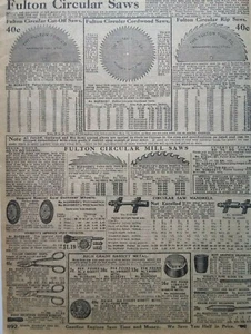 1911 Antik Fulton Kreissäge Werkzeug Kunst Sears Katalogseite Vintage Druck Anzeige - Bild 1 von 3