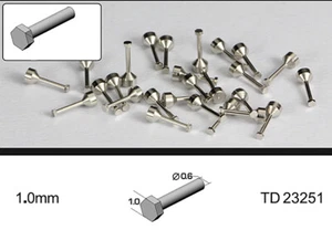 1.0mm METAL FLAT HEX RIVET, 10pcs for TAMIYA HASEGAWA REVELL FUJIMI ENDAI DOYUSH - Imagen 1 de 1