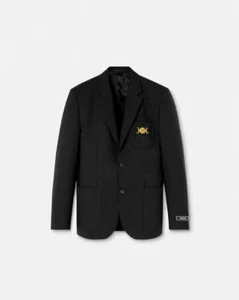 $3,350 Versace "BIGGIE" Solid Black Logo Side Tab Suit 40 - Picture 1 of 19