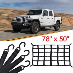 78"x 50" Cargo Net Short Truck Bed Heavy Duty for Pickup w Cam Buckles & S-Hooks - Picture 1 of 11