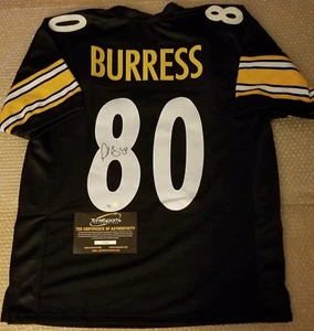 Plaxico Burress Pittsburgh Steelers Signed Pro Style Jersey Inscr. TSE COA - Picture 1 of 6