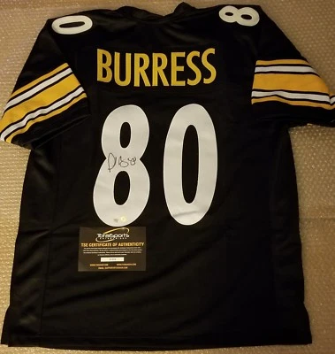 Plaxico Burress Pittsburgh Steelers Signed Pro Style Jersey Inscr. TSE COA - Image 1 of 4