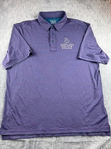 Straight Down Poloshirt Herren XL Rosa Gestreift Kurzarm Logo Golf Performance - Bild 1 von 11