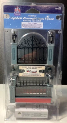 Carole Towne Lemax Village Accessory Set of 5 Lighted Wrought Iron Style Fence - Image 1 of 4