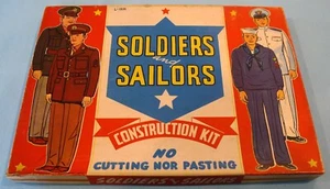 VTG 1940's - SOLDIERS and SAILORS - PUNCH-OUT CONSTRUCTION KIT - BOXED - UNUSED - Picture 1 of 10