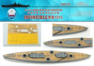 Werft 1/700 700112 Holzdeck HMS Schlachtschiff Invincible 1914 für Flyhawk - Bild 1 von 1