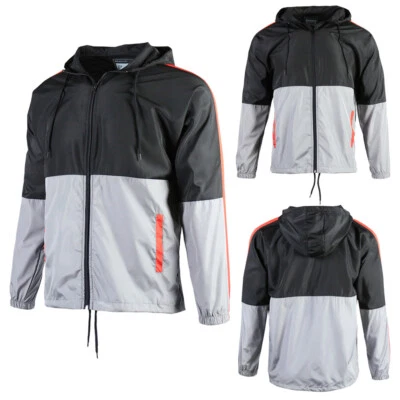 Jaqueta masculina leve corta-vento resistente à água com capuz para área externa - Imagem 1 de 4
