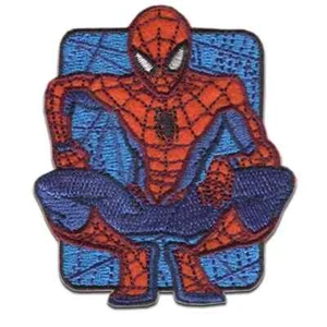 Disney Marvel Spider-Man Iron-On Patch Blue Square Spider-Man Squatting New Ship - Picture 1 of 9