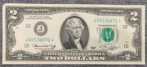 CU 1976 J Star Replacement $2 Note - Picture 1 of 2