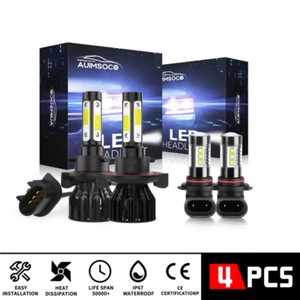 H13 9008 LED Headlight Bulb High Low Beam + H10 Fog Light 12000K White Bright - Picture 1 of 12
