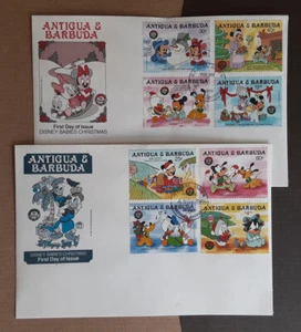 ANTIGUA & BARBUDA 1986 Two Cacheted FDC's Walt Disney Babies XF 3312 - Picture 1 of 1