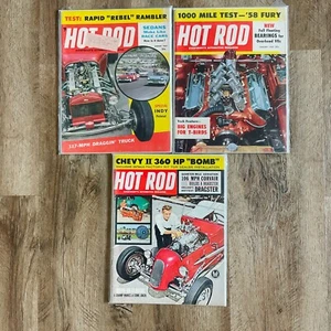 Vintage Hot Rod Magazines Lot Of 3 CUSTOM CARS Street Machine 1957 1958 1962 - Foto 1 di 7