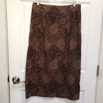 Falda lápiz Briggs Petite marrón negra floral midi para mujer talla 12P Foto 1 de 4