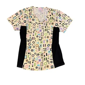 Cherokee Flexibles Scrub Top 2875 Mod print top SMALL geometric stretch panel - Picture 1 of 9