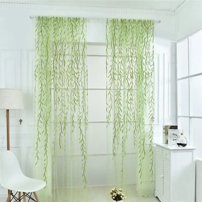 Wicker Tulle Room Window Curtain Sheer Voile Panel Drapes Curtain Window Curtain - image 1 of 4