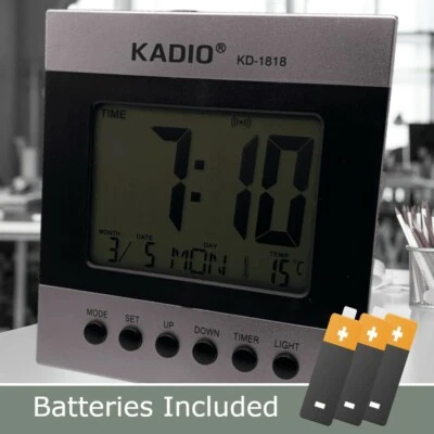 Kadio Desktop Digital Alarm Clock with Large LCD Screen Clock and Indoor Temp - Image 1 of 4