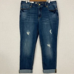 New Seven7 Blue Indigo Stretch Distressed Weekend Slim Fit Jeans size 16 - Picture 1 of 12