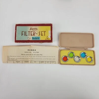 5 Vintage Kenko Colored Filters for Minolta 35, 21.5 mm In Original Case Set - Image 1 of 4