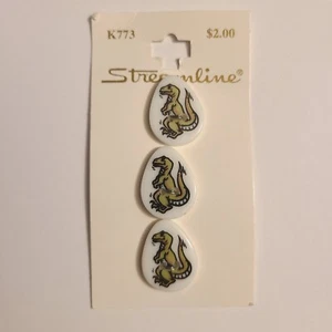 (Set of 3) Streamline T-Rex Dinosaur Wagging Tail Buttons 3/4" K773 - Picture 1 of 5