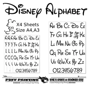 Alphabet Aufkleber Basteln Wandbilder A-Z 0-9 x4 Blatt Zuhause A4 & A3 - Bild 1 von 2