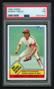 1983 TOPPS MANNY TRILLO #5 RECORD BREAKER PHILLIES GREAT PSA 7 NEAR MINT - Picture 1 of 3