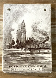Antigua baldosa de calendario de madera de cuña McDuffee & Stratton Boston Customs House 1915 - Imagen 1 de 7