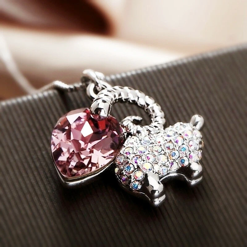 18K White Gold Filled Made With Swarovski Crystal Colorful Purple Sheep Necklace Foto 1 de 4