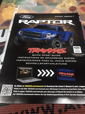 Traxxas RAPTOR Model 58094-1 Quick Start Guide Manual~NEW~ USA Shipped - Image 1 of 4