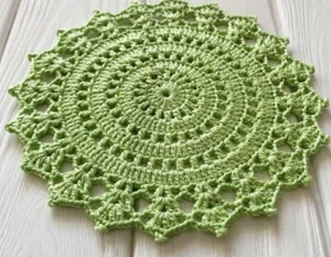 Handmade Multi size Green Cotton Crochet Doily Doilies Round Wedding Party Décor - Picture 1 of 2