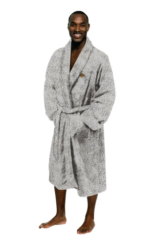 Northwest Los Angeles Lakers NBA Men's Soft Sherpa Lounge Bathrobe, BLACK Cover