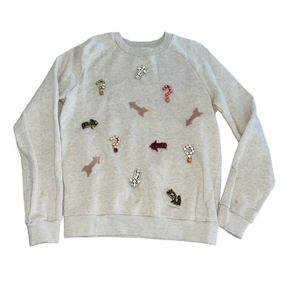 Sudadera para mujer Stella McCartney adornada flecha cuello redondo gris talla 42 Foto 1 de 4