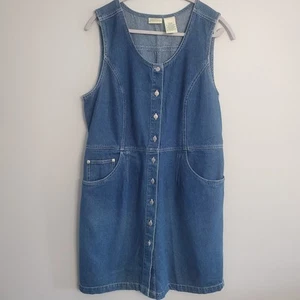 Vestido para mujer St John's Bay azul denim todo algodón con botones pequeño defecto talla L - Imagen 1 de 13