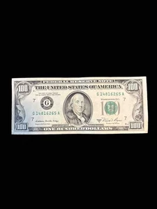 Lightly Circulated Small Face $100 bill (One Hundred Dollar Bill) - Series 1981A - Picture 1 of 2