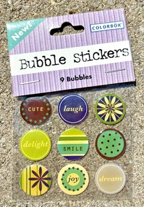 COLORBOK 9 EPOXY PAGE BUBBLE STICKERS FUN & ENCOURAGING WORDS * - Picture 1 of 1