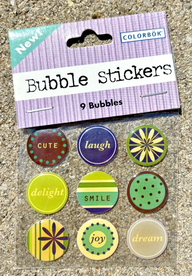 COLORBOK 9 EPOXY PAGE BUBBLE STICKERS FUN & ENCOURAGING WORDS * - Image 1 of 1