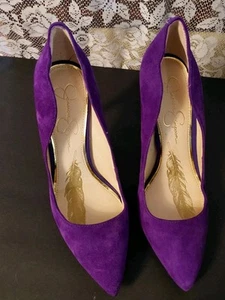 Jessica Simpson Slip On Genuine Suede Purple Pumps Stilettos Size 8.5 New - Picture 1 of 9