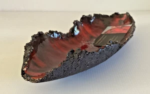 Sarah Wiggins Ceramics Dish Bowl Black Clay Red Lava Glaze Brutalist Oxford Skye - Picture 1 of 18