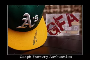 **GFA Oakland Athletics *MIGUEL TEJADA* Signed Fitted Hat M3 COA** - Bild 1 von 2