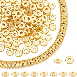 150Pcs 6Mm Flat Heishi Spacer Beads - 18K Gold Plated Brass Disc Beads for Chris - Picture 1 of 7