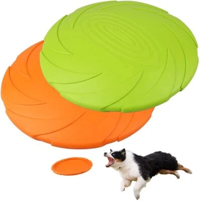 PACK de 2 discos voladores de juguete para perros flexibles duraderos de 7"" para masticar juguetes flotantes Foto 1 de 4
