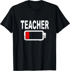 Low Battery Teacher T-Shirts Gift Unisex T-Shirt - Picture 1 of 3