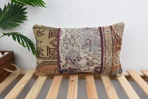 12"x20" Beige Cushion Case, Vintage Kilim Pillow, Vintage Kilim Throw Pillow - Picture 1 of 6