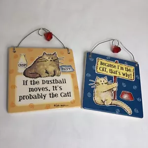 Linda Grayson Targhe Comiche per Gatti da Appendere a Parete 5"x5" Set di 2 - Foto 1 di 6