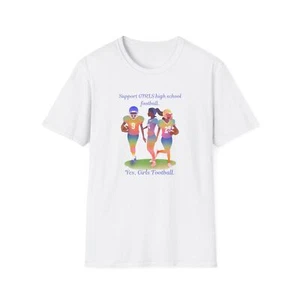 Support Girls High School Football T-shirt, Rainbow, Unisex, Gift players - Picture 1 of 19