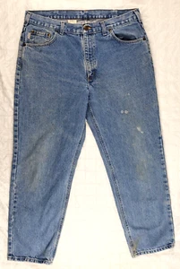Carhartt Jeans Mens 38x30 Relaxed Fit Denim Blue Baggy Mild Distressed B17 STW - Picture 1 of 10