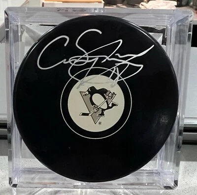 Disco de hockey oficial autografiado por Craig Simpson certificado de autenticidad de AJ Foto 1 de 2
