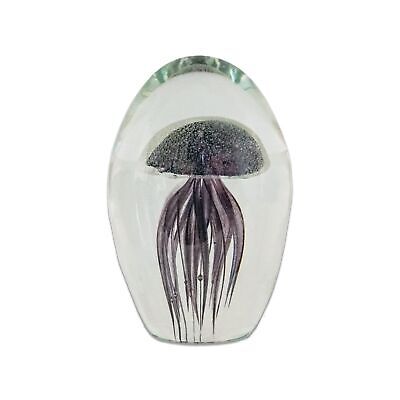 Small Purple Glass Jellyfish 3  Glow In The Dark Paperweight • 23$