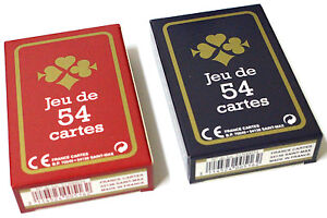 Lot de 2 Jeux de 54 Cartes France-Carte poker rami bridge Gauloise Bleue rouge